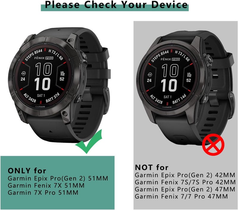 Msvueioe [1+4 حزمة] متوافق مع Garmin Fenix 7X / Fenix 7X Pro / Garmin Epix Pro(الجيل 2) واقي شاشة وحافظة 51 مم، فيلم زجاجي مقسى وغطاء وجه من TPU ناعم. - Image 2